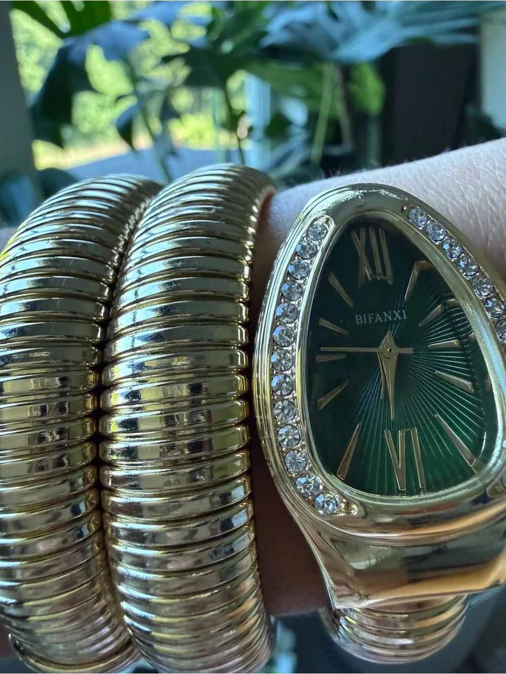 Serpenti Gold Snake Green Dial Wrap Watch